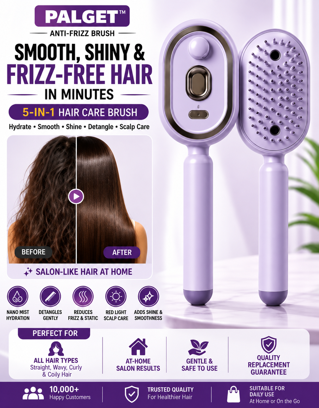 Palget™ Anti-Frizz Brush - Smooth. Shine. Gloss Up.