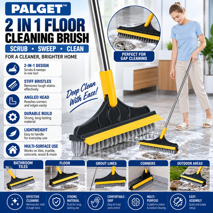 Palget™  2 In 1 Floor Cleaning Brush With Soft Scraper