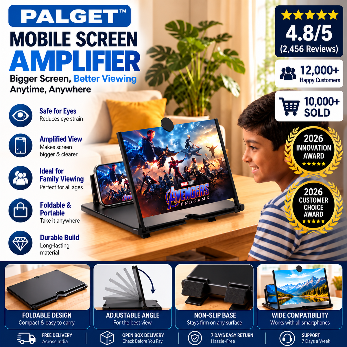 Palget™ — Mobile Magnifier | Cinema-Like Display| Adjustable Angle |Travel Friendly