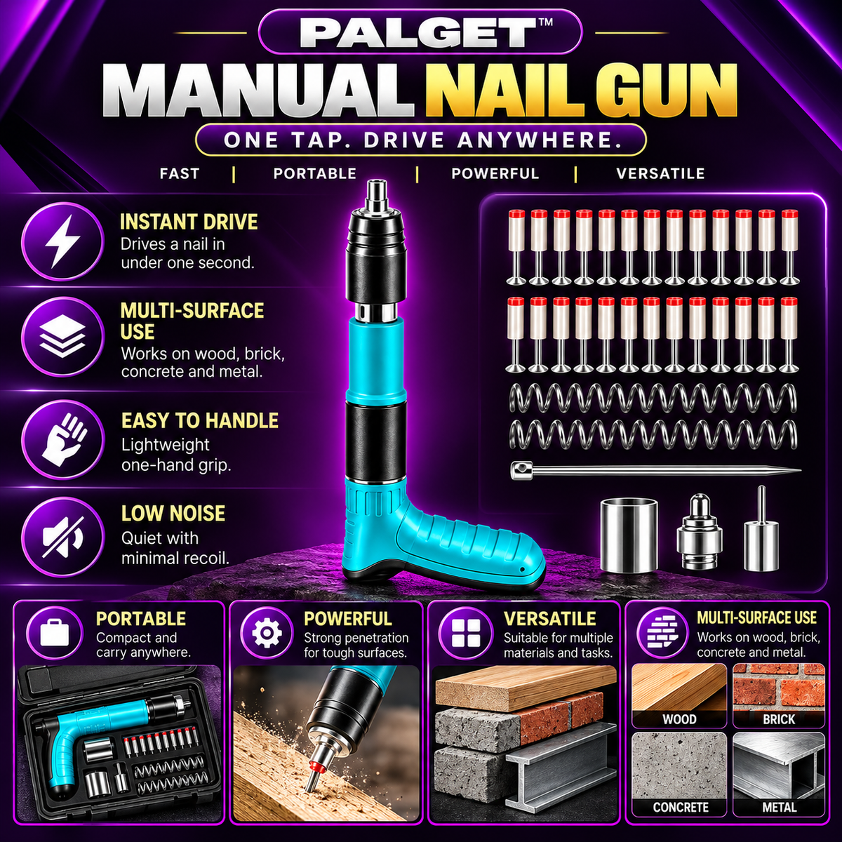 Palget™- Heavy Duty Nail Hammer Gun 30 Nails