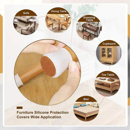 Palget™ Silicone Furniture Leg Caps with Felt Pads